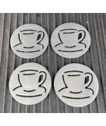 Set of 4 Cafe Latte Coffee Cup Metal Coasters –4.25&quot; Wide Each - €11,08 EUR