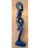 African Man Playing Drum Wood Hand Carved Tribal Figurine [e-01] - €12,99 EUR