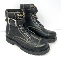 Bed Stu Men’s Motorcycle Combat Boot 10.5 Black Distressed Leather Biker... - $98.95