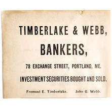 1906 Timberlake &amp; Webb Bankers Advertisement Portland Maine Banking E17E - $372.61 MXN