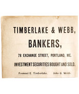 1906 Timberlake &amp; Webb Bankers Advertisement Portland Maine Banking E17E - $19.99
