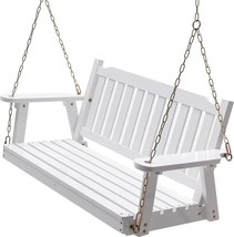Anraja Heavy Duty Front Porch Swing Seat With Hanging Chains Wood Outdoor 4 Ft. - £133.12 GBP
