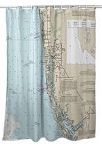 Betsy Drake Naples Bay, FL Nautical Map Shower Curtain - £85.80 GBP