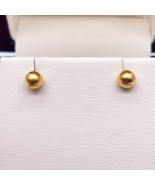 22ct Yellow Gold High Polished Round Plain Ball Stud Earrings - $434.96