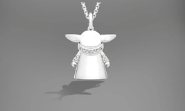 Personalized Grogu Women&#39;s Pendant with 1/10 CTW Diamonds in 925 Sterling Silver - £89.31 GBP