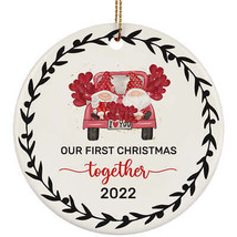Our First Christmas Together Gnomes Round Ornament Ceramic Wreath 2022 Gift - £11.62 GBP