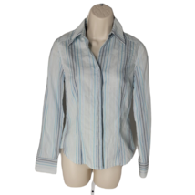 Indigo Palms Button Up Collared Shirt ~ Sz XS ~ Blue &amp; Yellow  ~ Long Sl... - $22.49