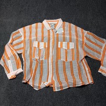 NWT Boutique Ellison Blouse Shirt Women Small Orange Stripe Lakegirl Semi Sheer - £14.52 GBP