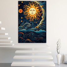 Sun Moon Canvas Painting Wall Art Posters Landscape Canvas Print Picture - £10.96 GBP+