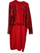 RED SEQUIN 24W MIDI DRESS Evening Christmas Holiday Party - $39.59