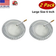 2 Pack Large Round Glass Ashtray Smoke Ashtray for Home Restaurant Office 6 inch - £15.56 GBP