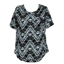 Cato Womens Blouse Top Size XS Black Blue White Geometric Chest Pocket - $18.80 CAD