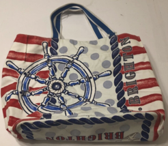 $12 Brighton Sail Away With Anchor S.S. Ship Water Red Blue Canvas Tote Bag - £13.49 GBP