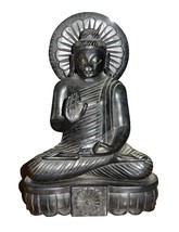 8&quot; Black Marble Buddha Carved Fine Handmade Blessing Sculpture Religious... - £1,770.92 GBP