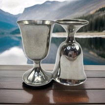 2 Revere Ware Pewter Wine Glasses 4&quot; High Vintage Silver - $371.47 MXN