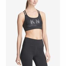 DKNY Womens Sport Logo Glitter Strappy-Back Low-Impact Sports Bra Clear ... - $28.51