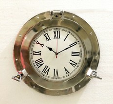 15&quot; Antique Marine Brass Ship Porthole Clock Nautical Wall Clock Home Decor - £62.05 GBP