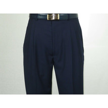 Men Apollo King Banded Collarless suit Mandarin 5 Buttons Wide leg M5-2 Navy image 11