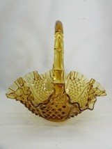 Vintage Amber Glass Basket Colonial Hobnail 51515 - $59.39