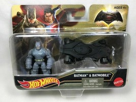 Hot Wheels Batman vs Superman Dawn of Justice Armored Mini Figure &amp; Batmobile - £7.90 GBP