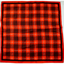 Red Black Tartan Plaid Checked Pattern Square Scarf Bandana 25.5&quot; - £19.63 GBP