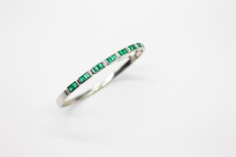 Natural Emerald Bracelet, Sterling 925 Silver Bracelet, May Birthstone, Cuff Bra - £362.72 GBP