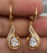 4 Ct Pear Cut Diamond Women&#39;s Drop &amp; Dangle Earrings 14K Yellow Gold Finish - £70.78 GBP