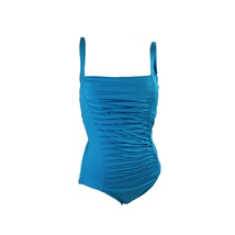 Calvin Klein Womens Aqua Blue Square Neck Shirred One-Piece Swimsuit, 6 9236-1 - £31.61 GBP