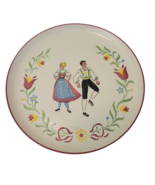 West Germany Folk Art Plate Couple Dancing Pre-owned 12&quot;x 12 hand painte... - $432.73 MXN