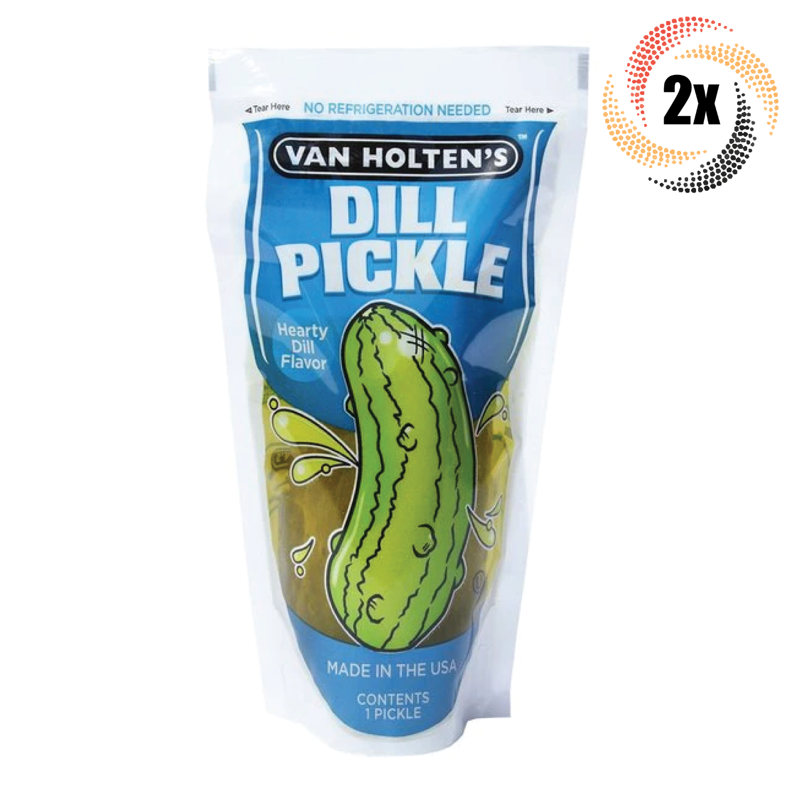2x Pouches Van Holten&#39;s Jumbo Hearty Dill Flavor Dill Pickle In-A Pouch ... - $15.53
