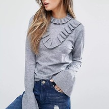 VERO MODA High Neck Ruffle Detail Sweater Blouse Size S - £30.86 GBP