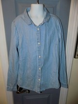 CREWCUTS Chambray Button Front Shirt Long Sleeve Size 12 Girl&#39;s EUC - £11.44 GBP