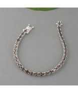 Natural 925 Sterling Silver smokey quartz round tennis bracelet, Birthda... - $168.65