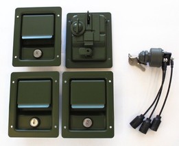 Humvee Security Kit Green Locking Door Handles &amp; Keyed Ignition Switch Fits M998 - £298.13 GBP