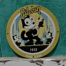 Vintage 1935 Gibson Guitars Musical Instruments Porcelain Gas &amp; Oil Pump Sign  - £116.81 GBP