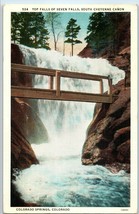 Top Falls of Seven Falls with Bridge Postcard Colorado Springs Postmarked 1985 - £9.45 GBP