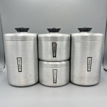 Set of 4 1950s Aluminum Kromex Stackable Canisters Flour Sugar Coffee Tea - £54.74 GBP