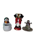 PartyLite Christmas Candle Holder Lot Of 3 Crystal Snowman,Snowman Votiv... - €13,20 EUR