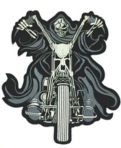 Large Grim Reaper Patch 10 Inch Motorcycle Riding Biker Clothing Iron On Jacket - £28.76 GBP