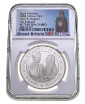 2018 Great Britain S£5 Harry &amp; Meghan NGC PF70 Ultra Cameo First Releases - £88.92 GBP