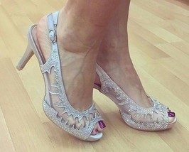 Lady Couture Spicy Mid Heel Dressy Mesh Slingback Platform Shoe Choose S... - $89.10