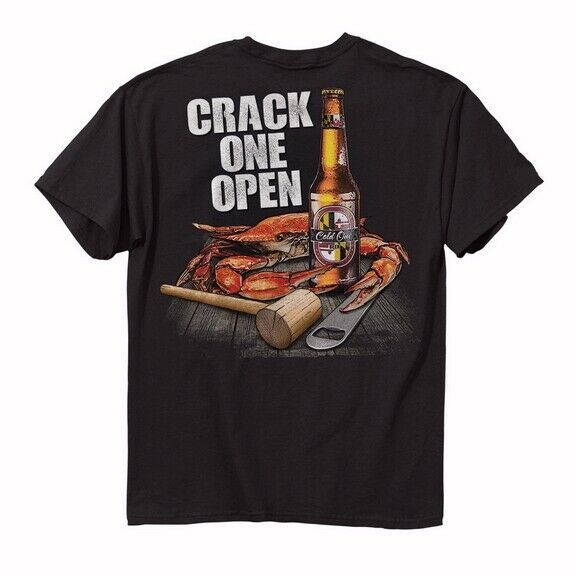 Crack One Open Beer & Crab Short Sleeve T-Shirt  NEW Fast Free Ship