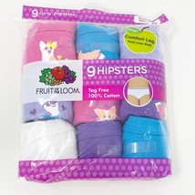 Fruit of the Loom Girls&#39; 9-Pack Hipsters Underwear Dog Print &amp; Solid Siz... - £11.57 GBP