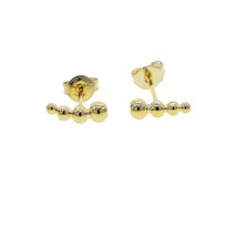 Simple multi piercing stud tiny round small balls curved bar earring minimal jewelry thumb200