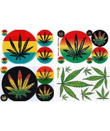 Promotion SET 4 Sheet Cannabis Sticker Racing Tuning Size 27x18 cm/10x inch - $12.33 CAD