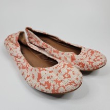 Lucky Brand Emmie Coral/White Orange Floral Canvas Lightweight Ballet Flats Sz 6 - £14.22 GBP