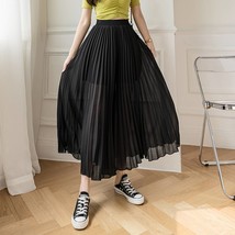 New Solid Korean Elastic High Waist Wide Leg Flared Palazzo Loose Pleated Chiffo - £43.00 GBP