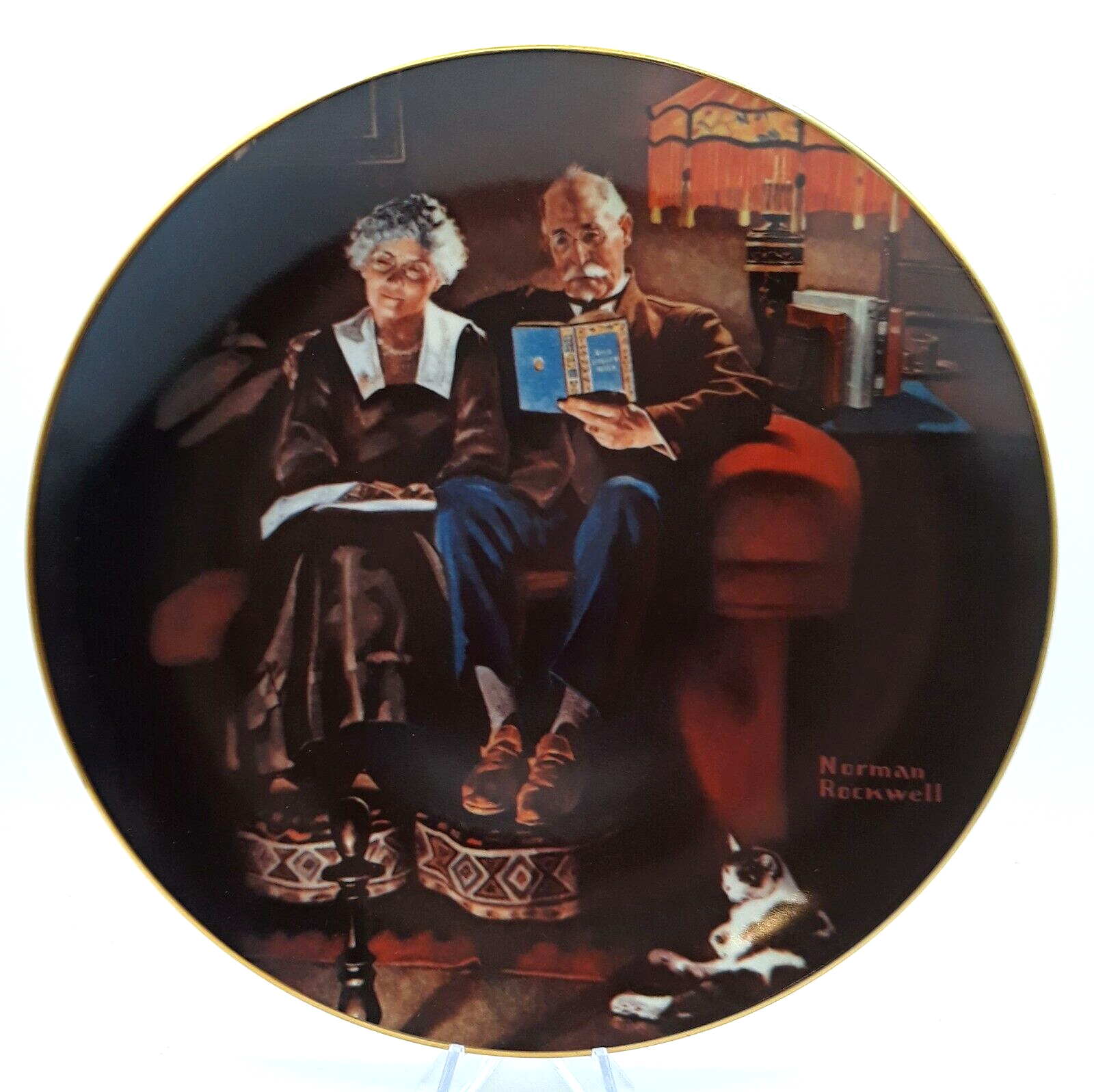 Evening's Ease Norman Rockwell Plate Bradford Exchange 1982 Plate #3234S - £10.40 GBP