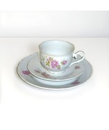 Lot 3 Vintage MZ CZECHOSLOVAKIA Pink ROSES Flowers Cup Saucer &amp; dessert ... - $12.38