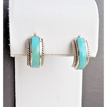 Vintage 925 Sterling Silver Natural Turquoise Stud Earrings At - £43.88 GBP